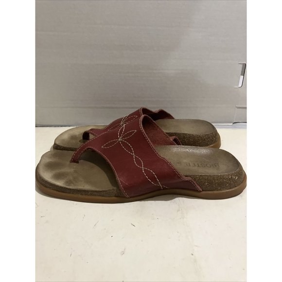 Biostep Women size 9 Red leather Comfy Walking Slides Sandals shoe Made In Spain - Picture 3 of 8